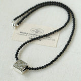 Black Agate Tianhe Stone Cube Pendant Bead Necklace gembea jewelry