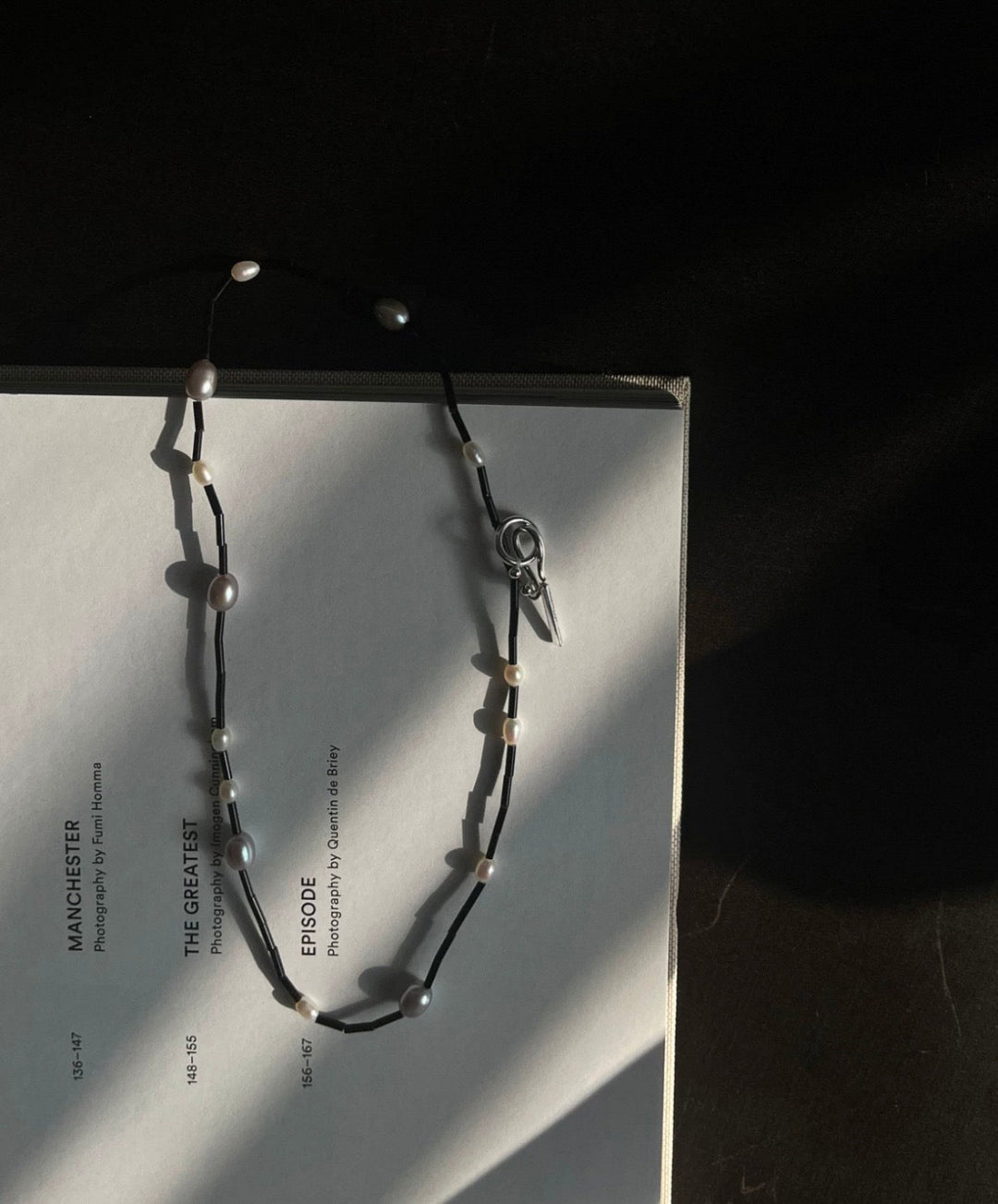 Black Round Tube Freshwater Pearl Necklace gembea jewelry