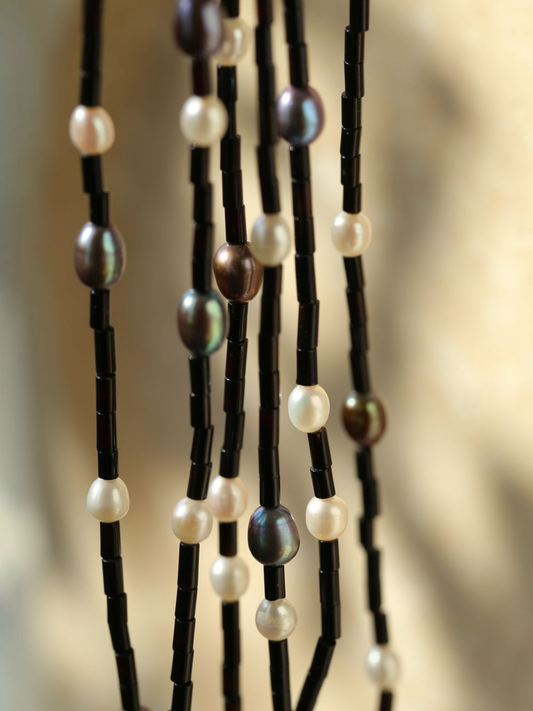 Black Round Tube Freshwater Pearl Necklace gembea jewelry