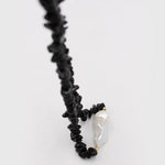 Black Agate Beaded Baroque Pearl Pendant Necklace gembea jewelry