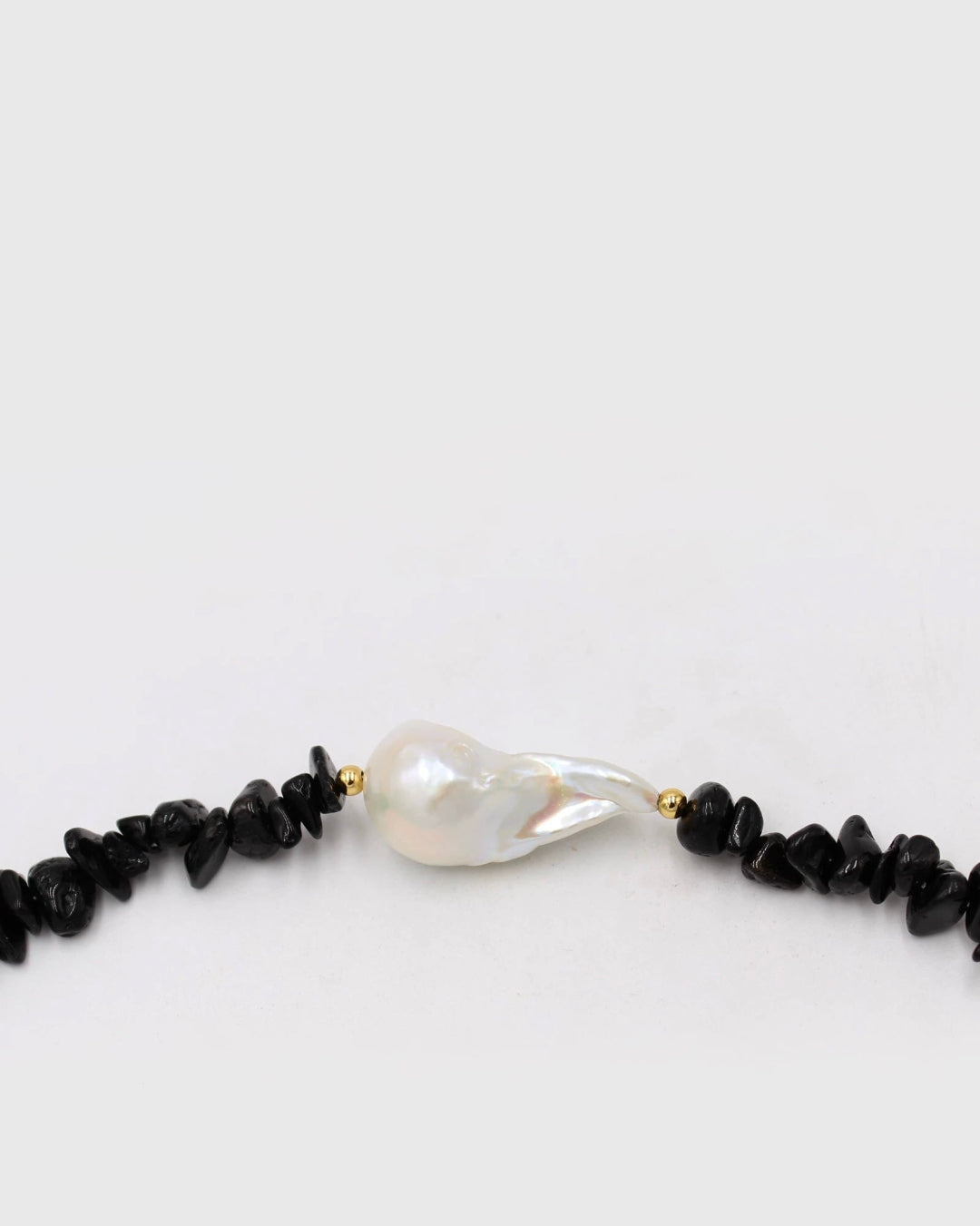 Black Agate Beaded Baroque Pearl Pendant Necklace gembea jewelry