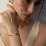 Black Agate Pearl Chain Bracelet-Gembea Jewelry