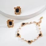 Black Agate Pearl Chain Bracelet - Gembea Jewelry