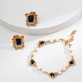 Black Agate Pearl Chain Bracelet - Gembea Jewelry