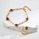 Black Agate Pearl Chain Bracelet - Gembea Jewelry