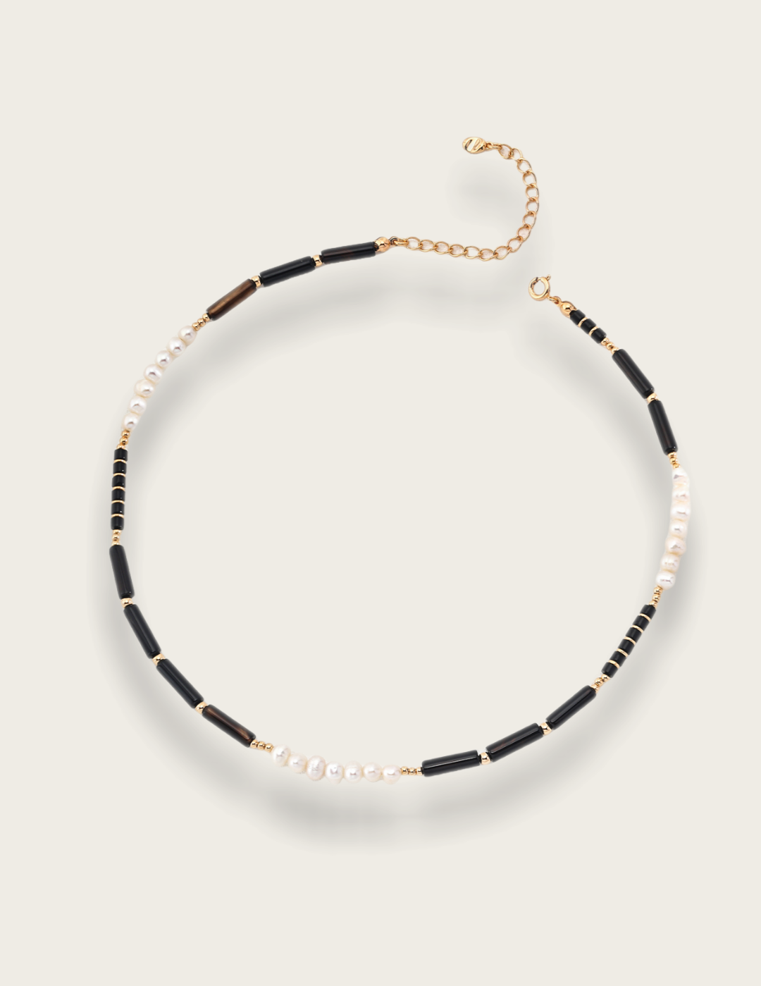 Black Agate Gemstone Pearl Necklace gembea jewelry