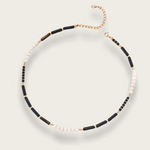 Black Agate Gemstone Pearl Necklace gembea jewelry