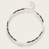 Black Agate Gemstone Pearl Necklace gembea jewelry