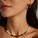 Black Agate Gemstone and Pearl Necklace - Gembea Jewelry