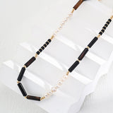 Black Agate Gemstone and Pearl Necklace - Gembea Jewelry