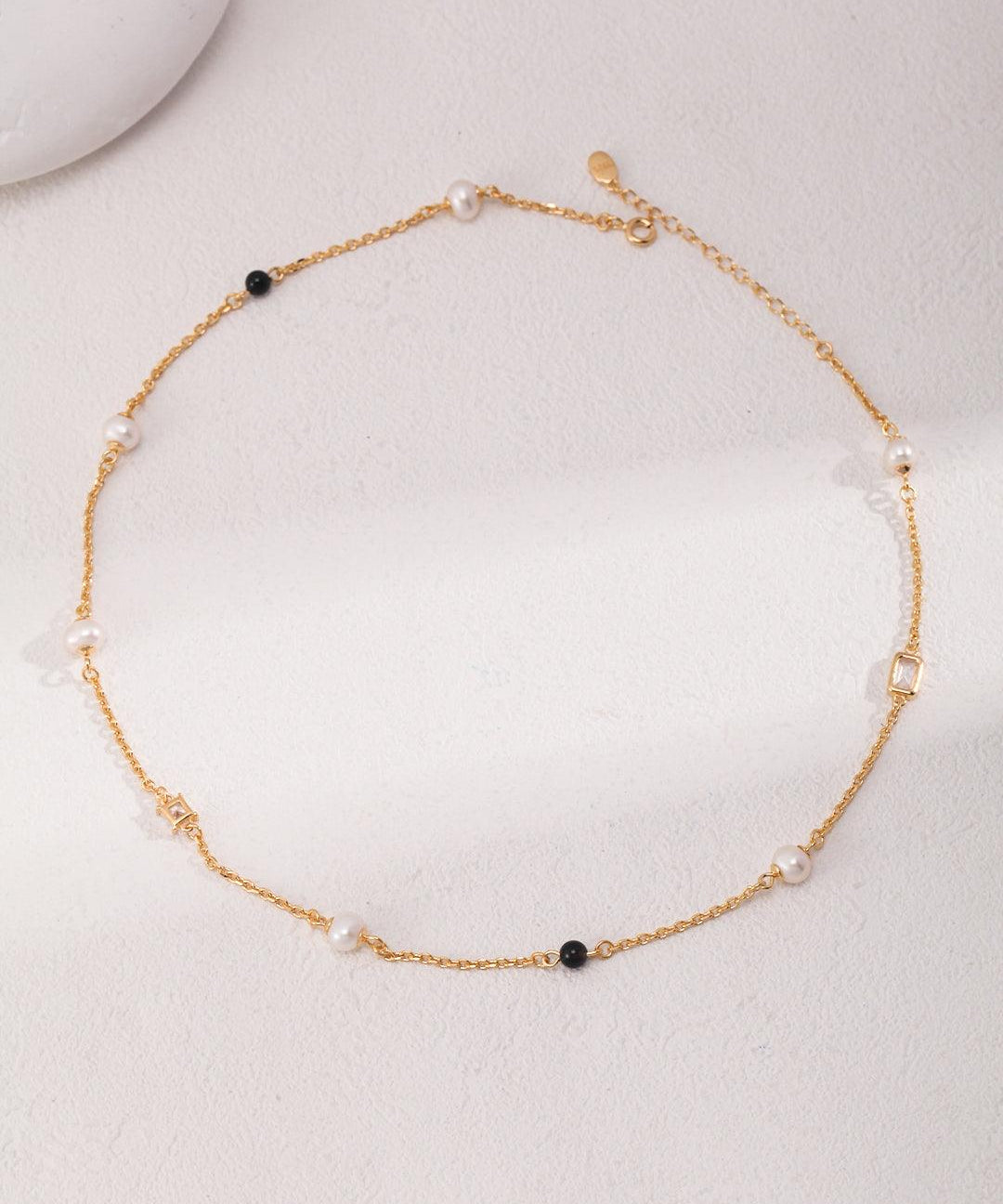 Sterling Silver and Black Agate Pearl Necklaces - Gembea Jewelry