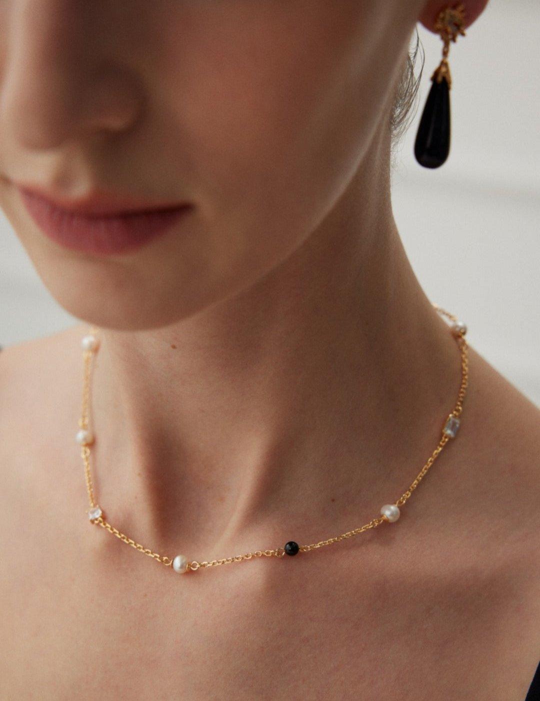 Sterling Silver and Black Agate Pearl Necklaces - Gembea Jewelry