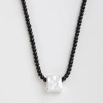 Black Agate Tianhe Stone Cube Pendant Bead Necklace gembea jewelry