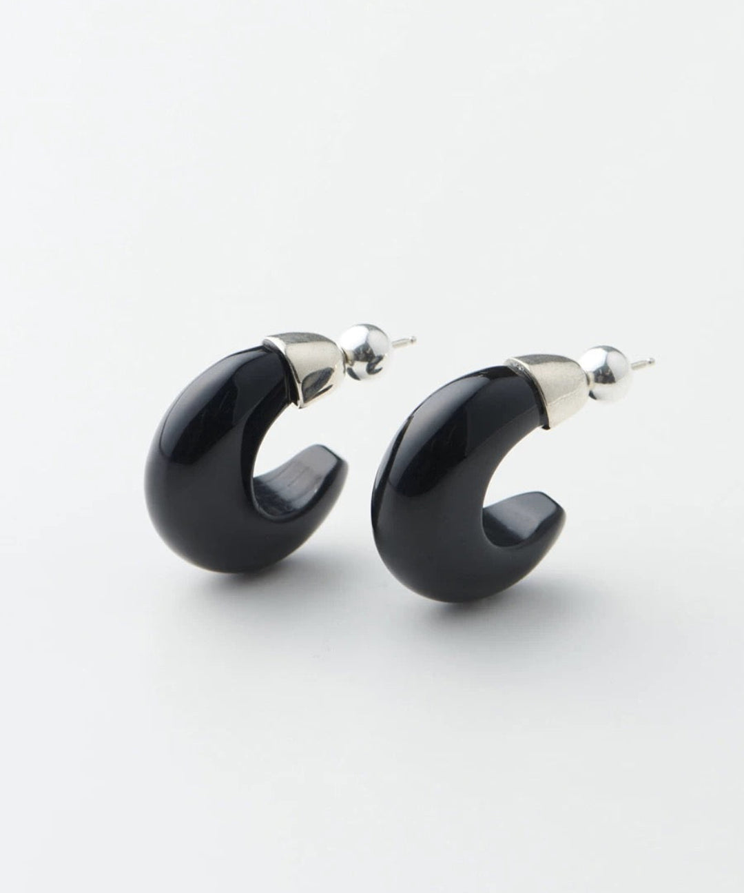 Black Agate Tiger Eye Stone Moon Bud Earrings gembea jewelry