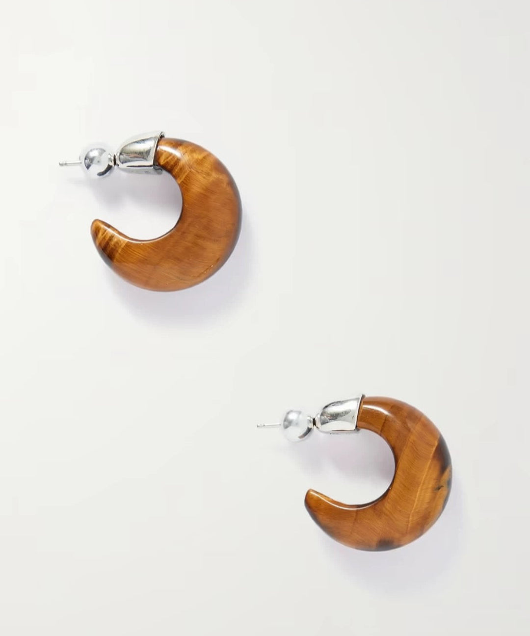 Black Agate Tiger Eye Stone Moon Bud Earrings gembea jewelry gembea jewelry