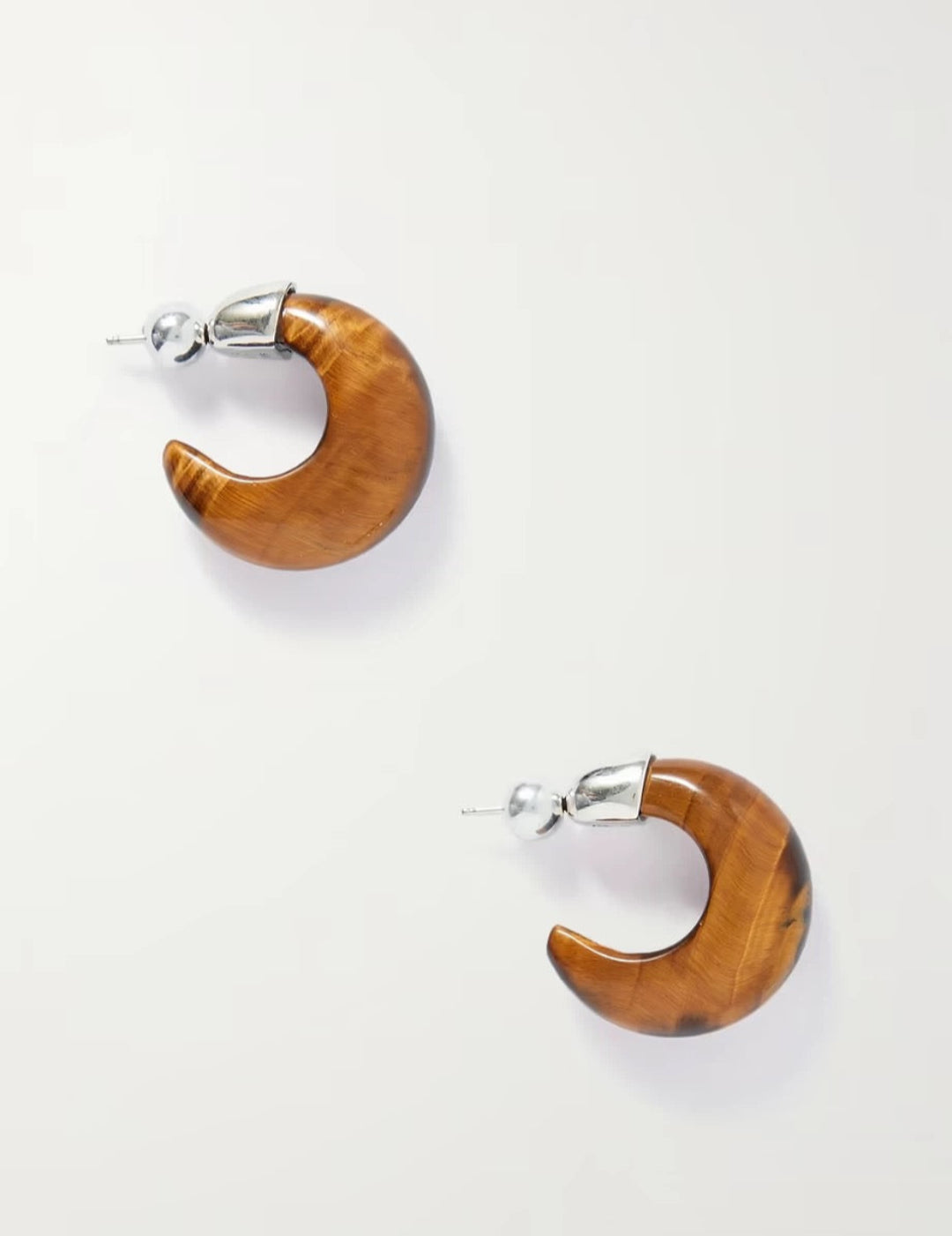 Black Agate Tiger Eye Stone Moon Bud Earrings gembea jewelry gembea jewelry