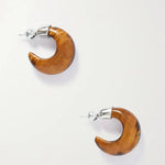 Black Agate Tiger Eye Stone Moon Bud Earrings gembea jewelry gembea jewelry