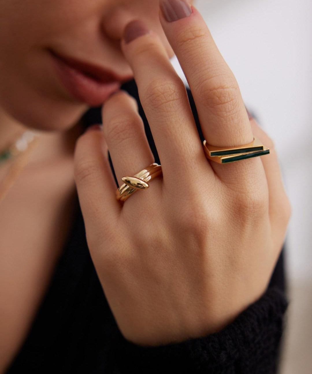 Black Dripping Glaze Enamel Rings - Gembea Jewelry