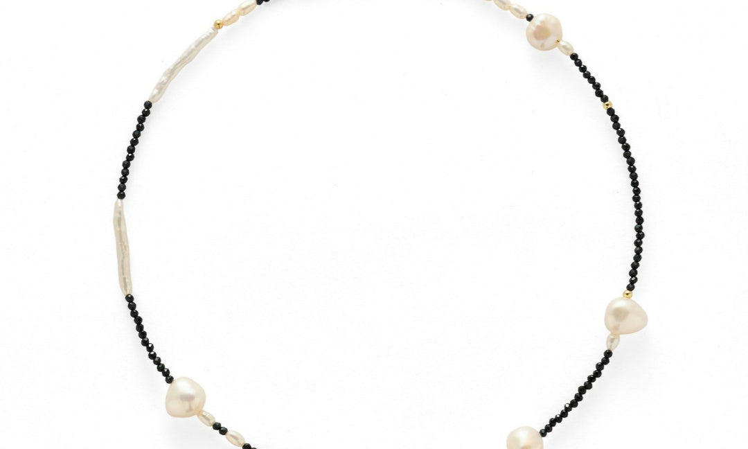 Black Spinel Baroque Pearl Necklace gembea jewelry