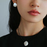 Black Spinel Petal Baroque Pearl Necklace-Gembea Jewelry