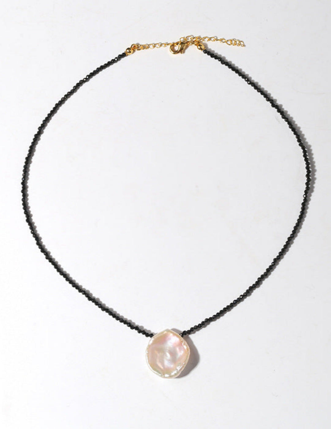 Black Spinel Petal Baroque Pearl Necklace-Gembea Jewelry