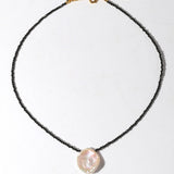 Black Spinel Petal Baroque Pearl Necklace-Gembea Jewelry