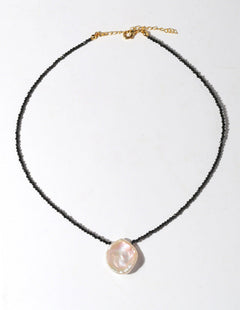 Black Spinel Petal Baroque Pearl Necklace-Gembea Jewelry
