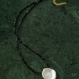 Black Spinel Petal Baroque Pearl Necklace-Gembea Jewelry