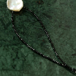Black Spinel Petal Baroque Pearl Necklace-Gembea Jewelry