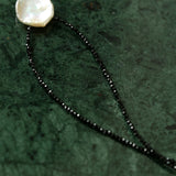 Black Spinel Petal Baroque Pearl Necklace-Gembea Jewelry