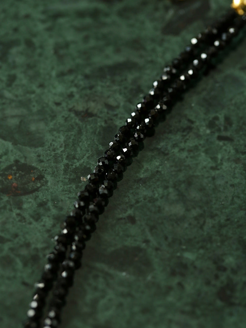 Black Spinel Petal Baroque Pearl Necklace-Gembea Jewelry