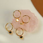 Black White Love Heart Hoop Earrings gembea jewelry