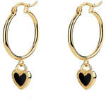 Black White Love Heart Hoop Earrings gembea jewelry