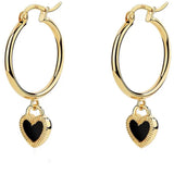 Black White Love Heart Hoop Earrings gembea jewelry