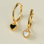 Black White Love Heart Hoop Earrings gembea jewelry