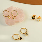 Black White Love Heart Hoop Earrings gembea jewelry