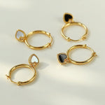 Black White Love Heart Hoop Earrings gembea jewelry