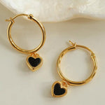 Black White Love Heart Hoop Earrings gembea jewelry