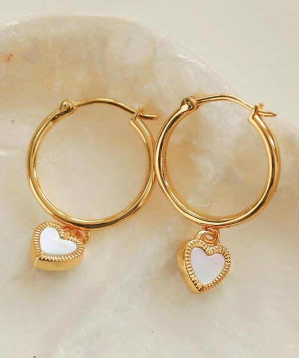 Black White Love Heart Hoop Earrings gembea jewelry