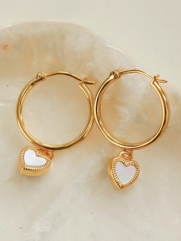 Black White Love Heart Hoop Earrings gembea jewelry