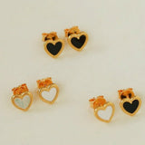 Black White Love Heart Studs Earrings gembea jewelry