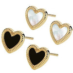 Black White Love Heart Studs Earrings gembea jewelry