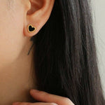 Black White Love Heart Studs Earrings gembea jewelry