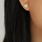 Black White Love Heart Studs Earrings gembea jewelry
