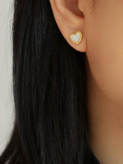 Black White Love Heart Studs Earrings gembea jewelry