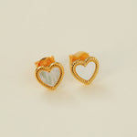 Black White Love Heart Studs Earrings gembea jewelry