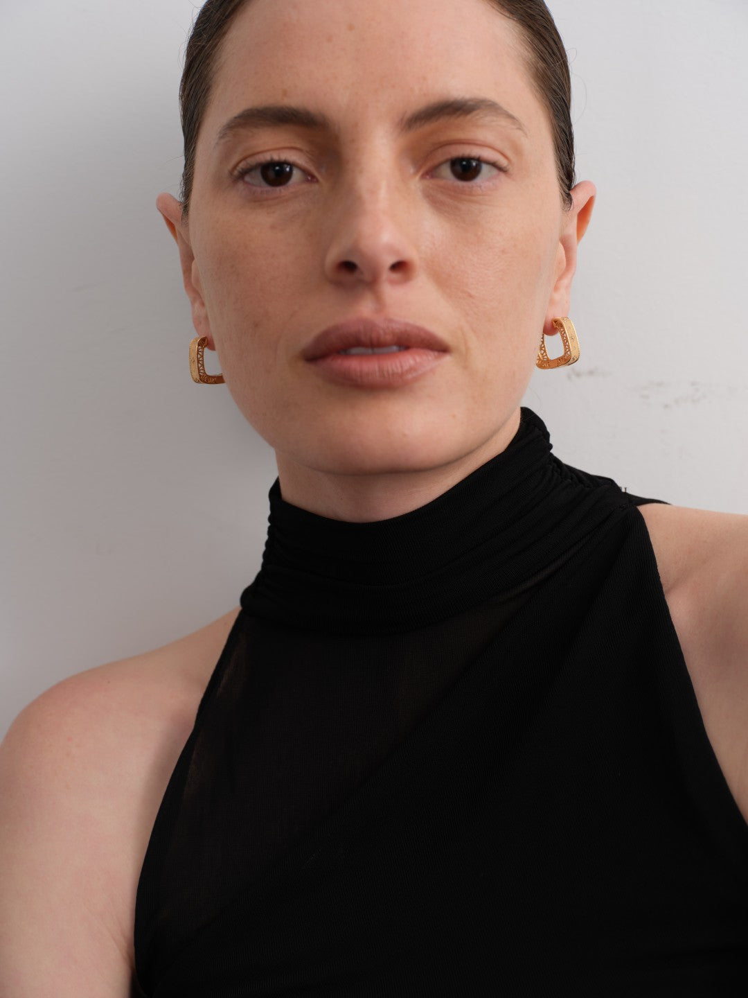 Blossom Vintage Gold Square Hoop Earrings gembea jewelry