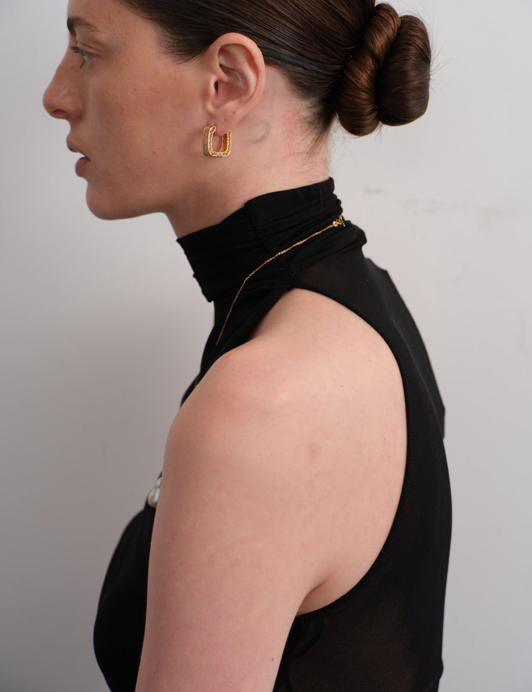 Blossom Vintage Gold Square Hoop Earrings gembea jewelry