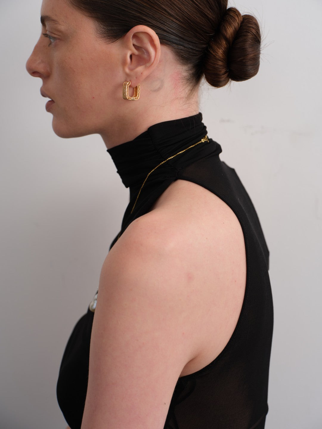 Blossom Vintage Gold Square Hoop Earrings gembea jewelry