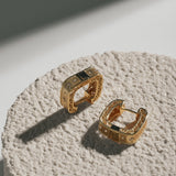 Blossom Vintage Gold Square Hoop Earrings gembea jewelry
